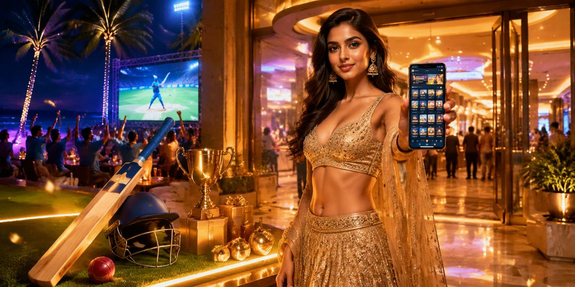 Colorful lehenga signage near cricket betting shops in Goa